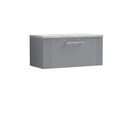 Nuie Deco Counter Top Vanity Unit with Bellato Grey Worktop - Satin Grey 800mm 1 Drawer