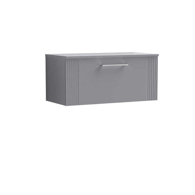 Nuie Deco Counter Top Vanity Unit with Co-ordinating Worktop - Satin Grey 800mm 1 Drawer
