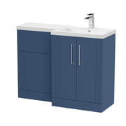 Nuie Deco 1100mm Combination Vanity & WC Unit - Satin Blue Polymarble Right Hand