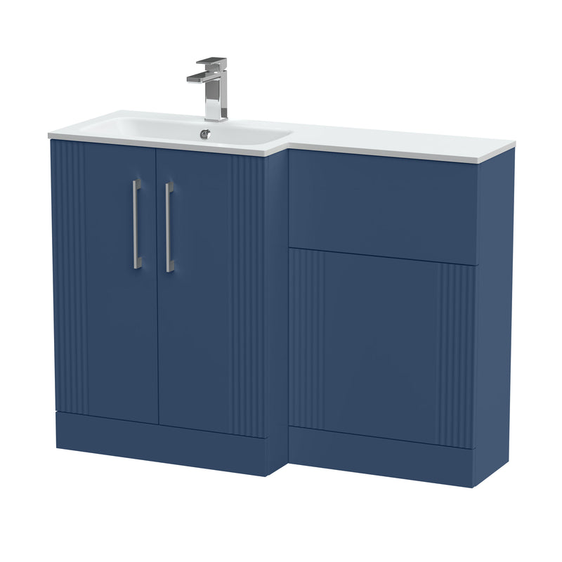 Nuie Deco 1100mm Combination Vanity & WC Unit - Satin Blue Stone Left Hand