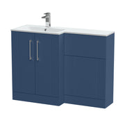 Nuie Deco 1100mm Combination Vanity & WC Unit - Satin Blue Stone White Gloss Left Hand