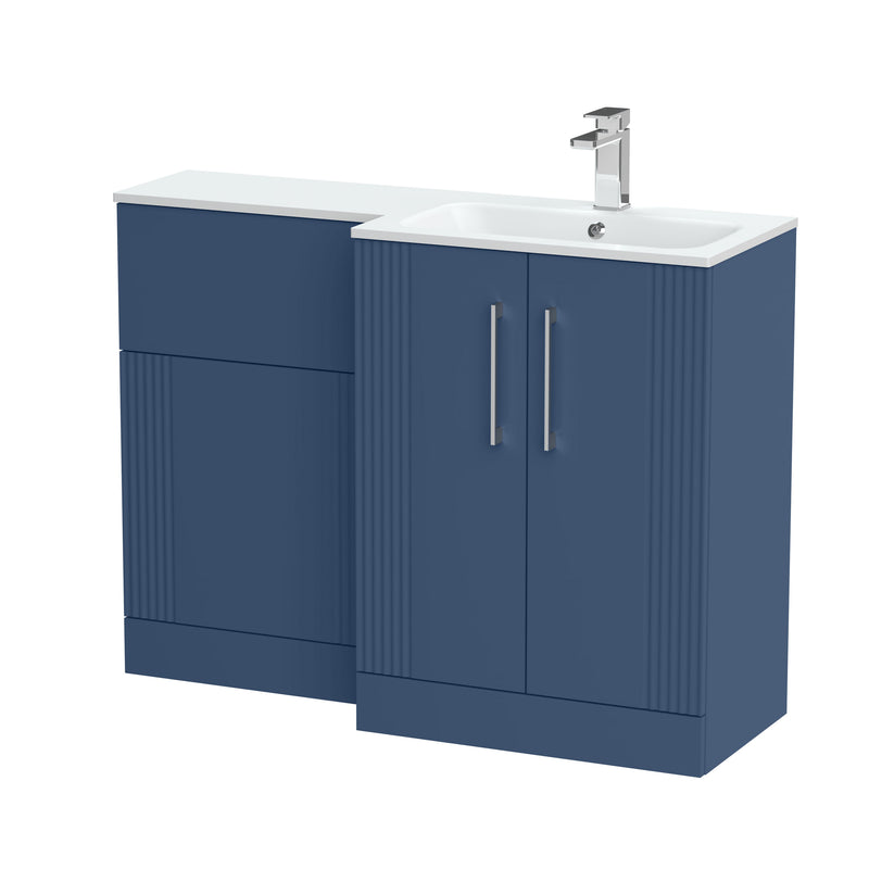 Nuie Deco 1100mm Combination Vanity & WC Unit - Satin Blue Stone Right Hand
