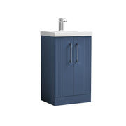 Nuie Deco Floor Standing Vanity Unit with Mid-Edge Basin - Satin Blue 500mm