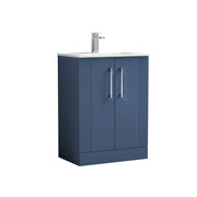 Nuie Deco Floor Standing Vanity Unit with Minimalist Basin - Satin Blue 600mm