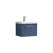 Nuie Deco Wall Hung Vanity Unit with Mid-Edge Basin - Satin Blue 500mm 1 drawer
