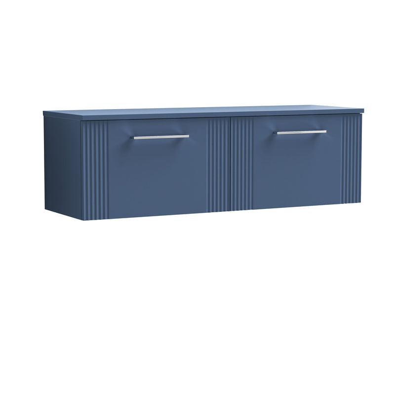 Nuie Deco Counter Top Vanity Unit with Co-ordinating Worktop - Satin Blue 1200mm 2 Drawer