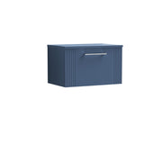 Nuie Deco Counter Top Vanity Unit with Co-ordinating Worktop - Satin Blue 600mm 1 Drawer