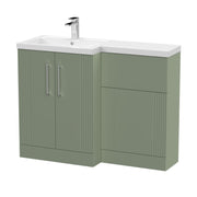 Nuie Deco 1100mm Combination Vanity & WC Unit - Satin Green Polymarble Left Hand