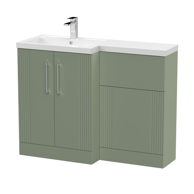 Nuie Deco 1100mm Combination Vanity & WC Unit - Satin Green Polymarble Left Hand