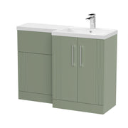 Nuie Deco 1100mm Combination Vanity & WC Unit - Satin Green Polymarble Right Hand