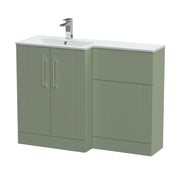 Nuie Deco 1100mm Combination Vanity & WC Unit - Satin Green Stone White Gloss Left Hand