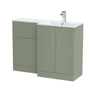 Nuie Deco 1100mm Combination Vanity & WC Unit - Satin Green Stone White Gloss Right Hand