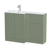 Nuie Deco 1100mm Combination Vanity & WC Unit - Satin Green Stone Marble Effect Left Hand