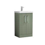 Nuie Deco Floor Standing Vanity Unit with Mid-Edge Basin - Satin Green 500mm