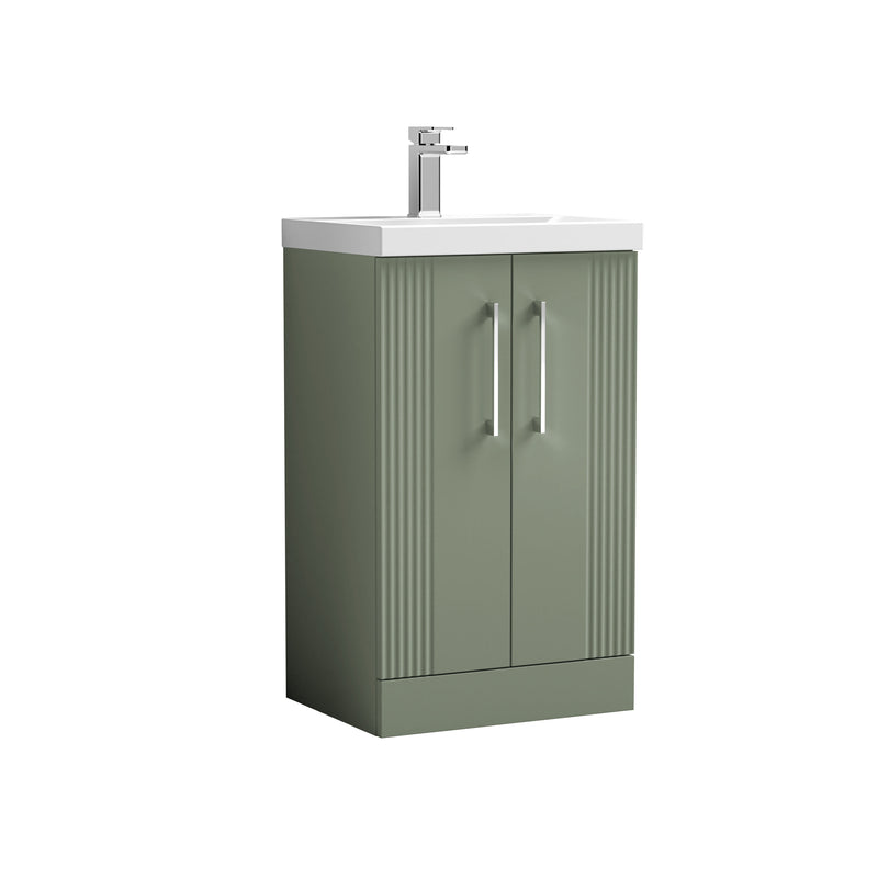Nuie Deco Floor Standing Vanity Unit with Mid-Edge Basin - Satin Green 500mm