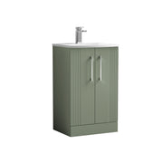 Nuie Deco Floor Standing Vanity Unit with Curved Basin - Satin Green 500mm