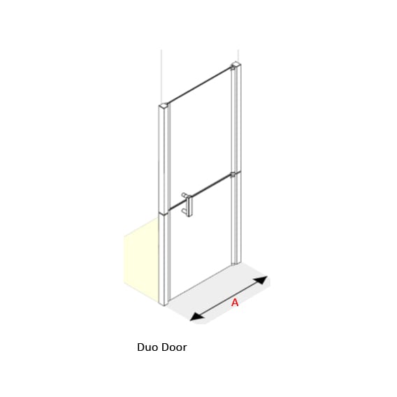 AKW Larenco Duo glass shower door with lower section open