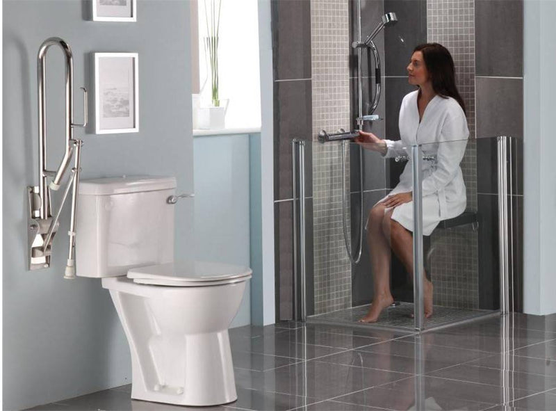 AKW Larenco Care half height glass shower screen corner configuration drawing