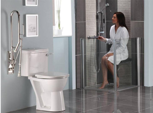 AKW Larenco Care half height glass door in an accessible wet room