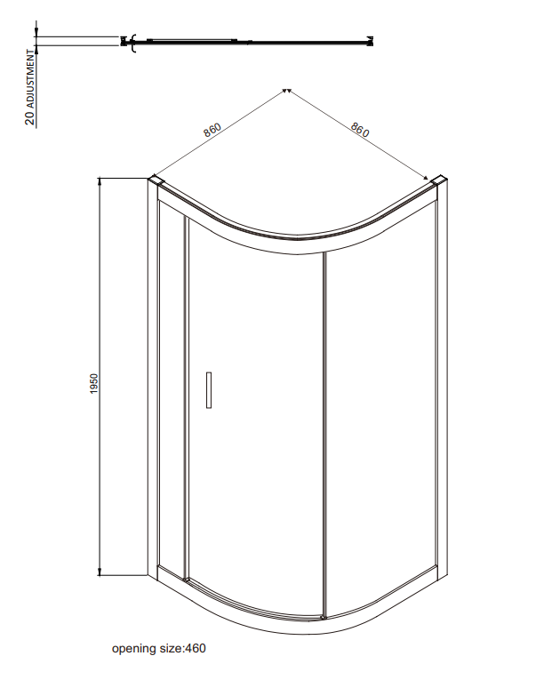 Kartell K-VIT KV8 Single Door Quadrant Shower Enclosure 900 x 900mm (EIGHT900Q)