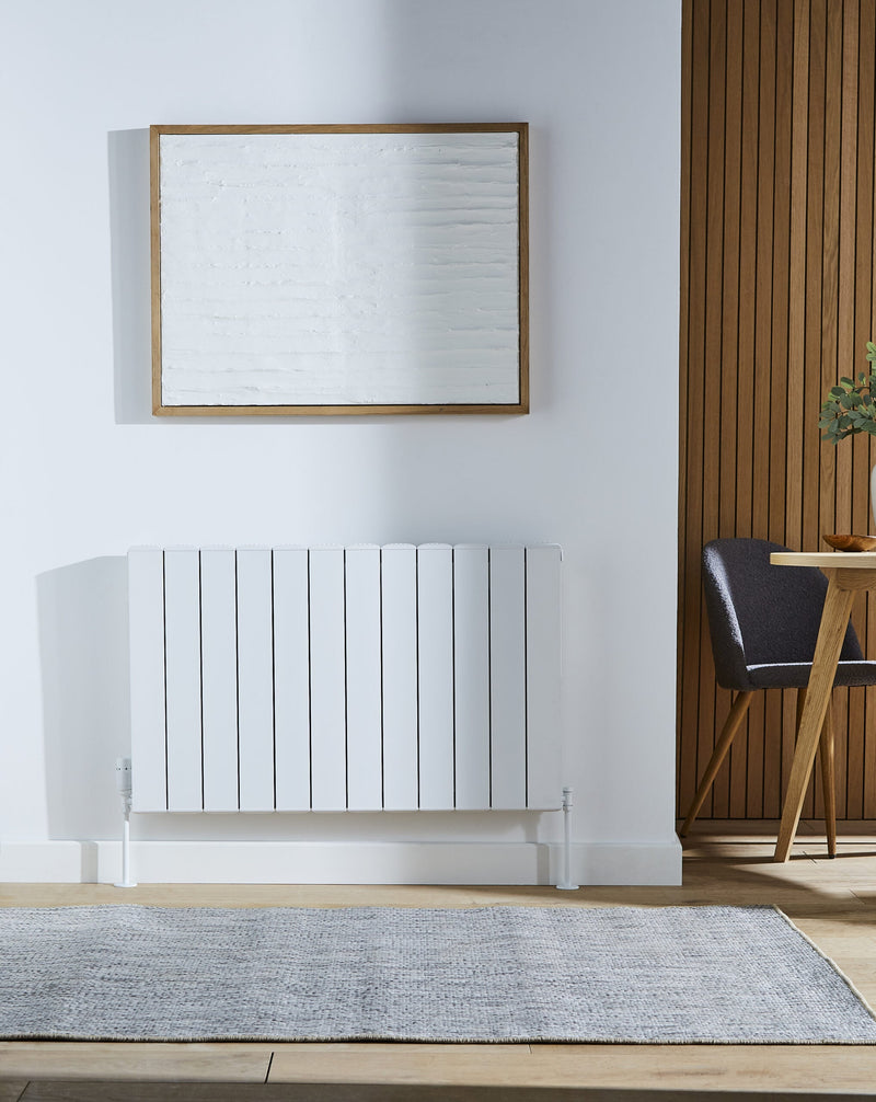 Kartell Edmonton horizontal aluminium radiator shown in textured white