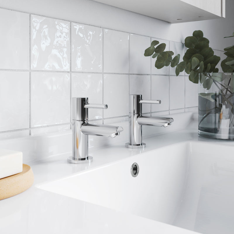 Nuie Series Two Chrome Basin Pillar Taps - Pair lifestyle image 1