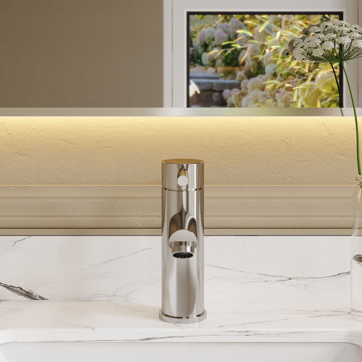Nuie Series Two Chrome Mono Basin Mixer with Push Button Waste lifestyle image 1
