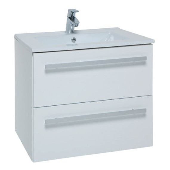 Kartell K-VIT Purity 600mm Wall Mounted 2 Drawer Unit & Ceramic Basin Gloss White (FUR022PU-FUR057PU)