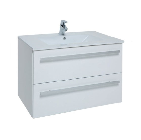 Kartell K-VIT Purity 800mm Wall Mounted 2 Drawer Unit & Ceramic Basin Gloss White (FUR054PU-FUR060PU)