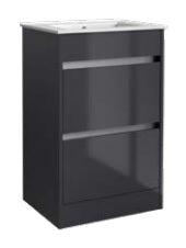 Kartell K-VIT City 500mm Floor Standing Unit & Ceramic Basin - Storm Grey Gloss (FUR706CI-FUR063PU)