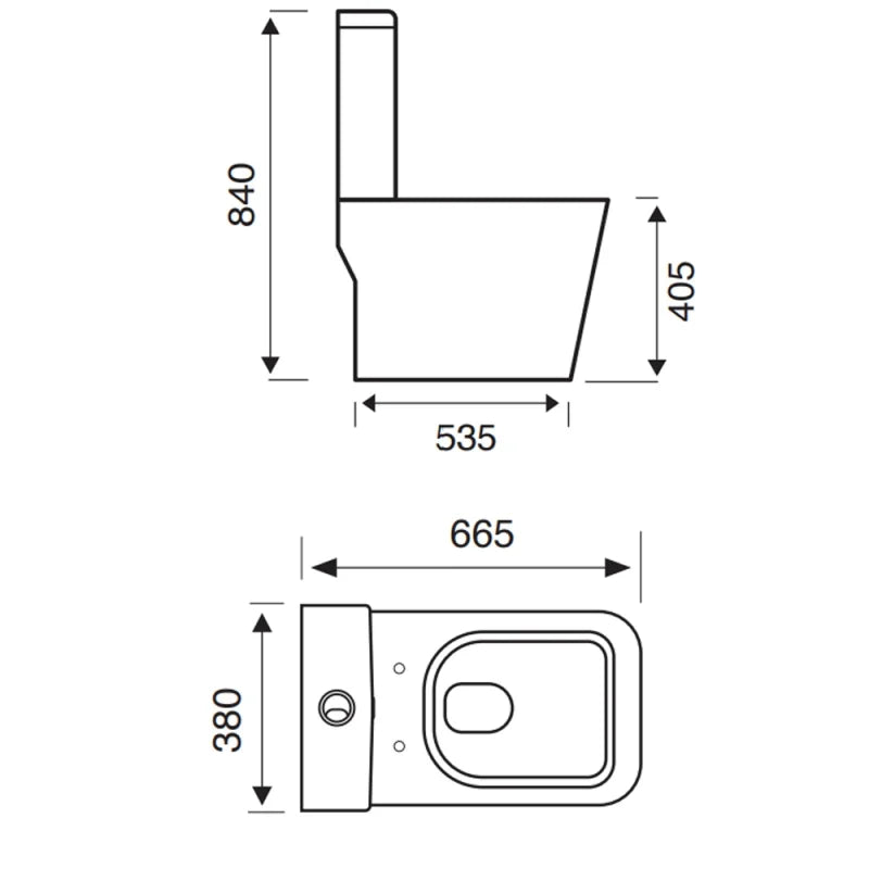 Kartell K-VIT Genoa Square Closed Back Rimless Close Coupled WC Pan - White (GEN002SQ)