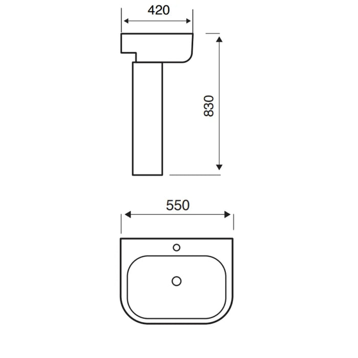 Kartell K-VIT Genoa Square 550mm 1 Tap Hole Basin (GEN009SQ)