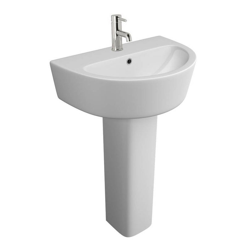 Kartell K-VIT Genoa Round 580mm 1 Tap Hole Basin and Full Pedestal - White (GEN029RO-GEN030RO)