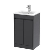 Nuie Havana Floor Standing Vanity Unit with Minimalist Basin - Graphite Grey Woodgrain 500mm