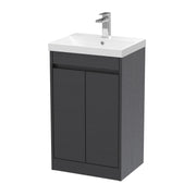 Nuie Havana Floor Standing Vanity Unit with Thin Edge Basin - Graphite Grey Woodgrain 500mm