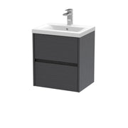 Nuie Havana Wall Hung Vanity Unit with Mid-Edge Basin - Graphite Grey Woodgrain 500mm