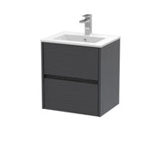 Nuie Havana Wall Hung Vanity Unit with Minimalist Basin - Graphite Grey Woodgrain 500mm
