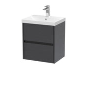 Nuie Havana Wall Hung Vanity Unit with Thin Edge Basin - Graphite Grey Woodgrain 500mm