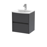 Nuie Havana Wall Hung Vanity Unit with Curved Basin - Graphite Grey Woodgrain 500mm