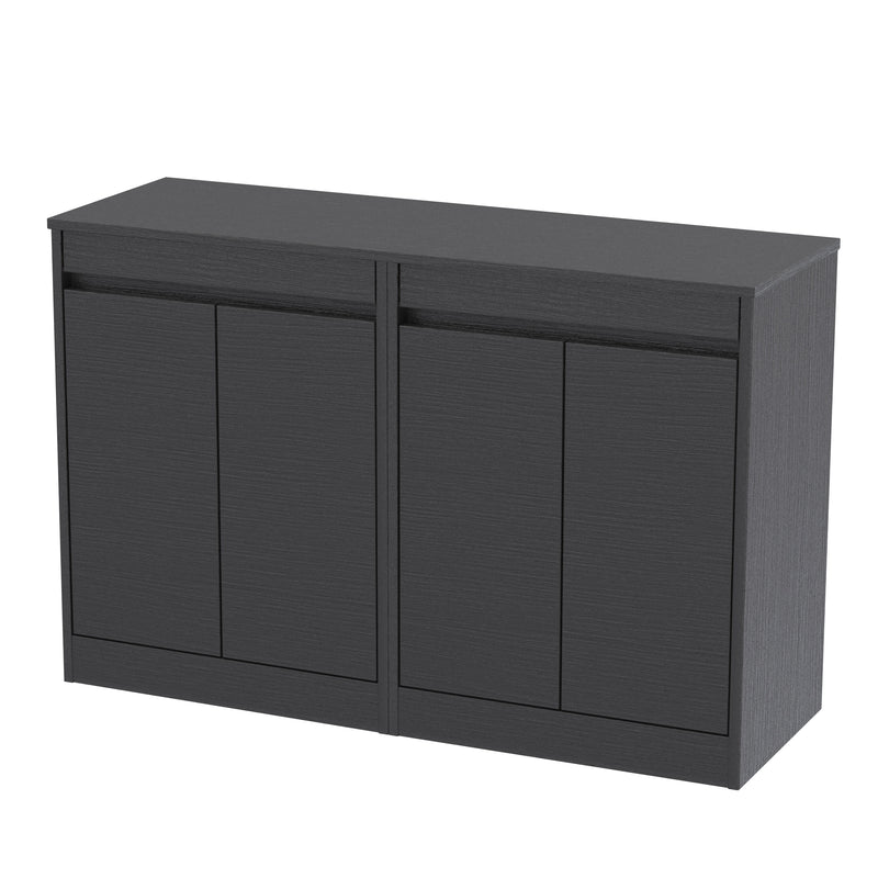 Nuie Havana Floor Standing Counter Top Vanity Unit with Co-ordinating Worktop - Graphite Grey Woodgrain 1200mm 4 Door