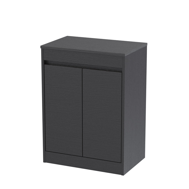Nuie Havana Floor Standing Counter Top Vanity Unit with Co-ordinating Worktop - Graphite Grey Woodgrain 600mm 2 Door