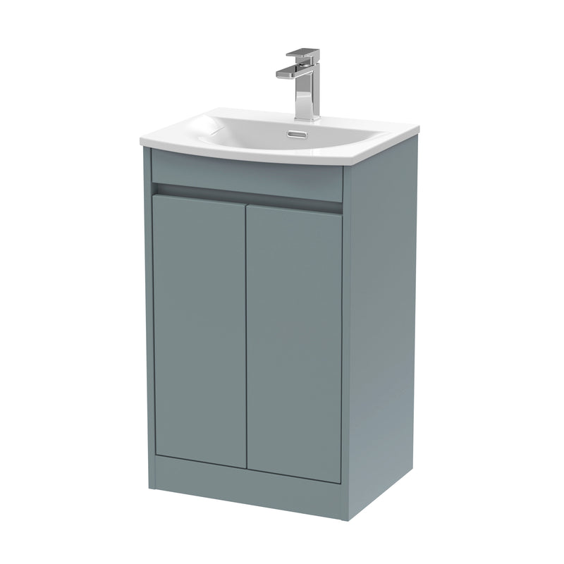 Nuie Havana Floor Standing Vanity Unit with Curved Basin - Coastal Grey 500mm