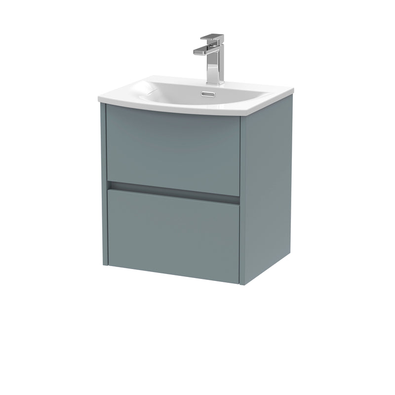 Nuie Havana Wall Hung Vanity Unit with Curved Basin - Coastal Grey 500mm