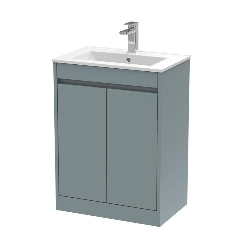 Nuie Havana Floor Standing Vanity Unit with Minimalist Basin - Coastal Grey 600mm
