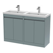Nuie Havana 1200mm Floor Standing Vanity Unit with 2 Tap Hole Basin - Coastal Grey Ceramic