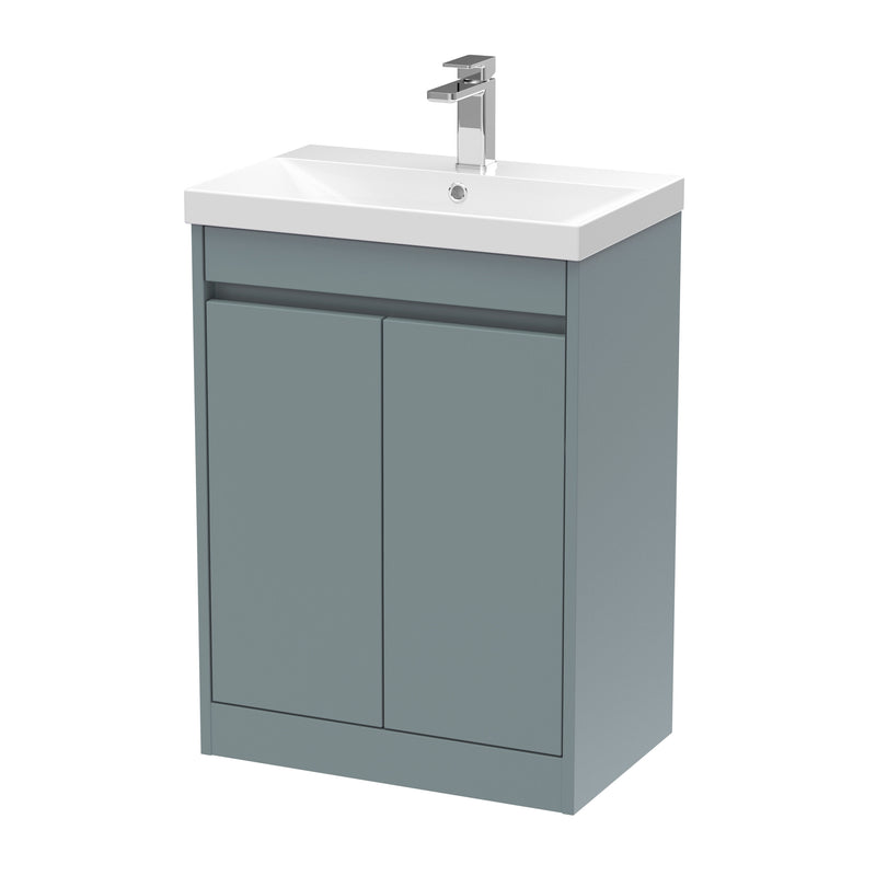 Nuie Havana Floor Standing Vanity Unit with Thin Edge Basin - Coastal Grey 600mm