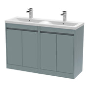 Nuie Havana 1200mm Floor Standing Vanity Unit with 2 Tap Hole Basin - Coastal Grey Polymarble
