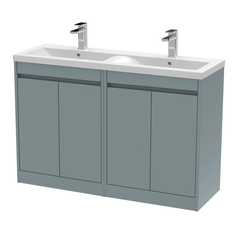 Nuie Havana 1200mm Floor Standing Vanity Unit with 2 Tap Hole Basin - Coastal Grey Polymarble