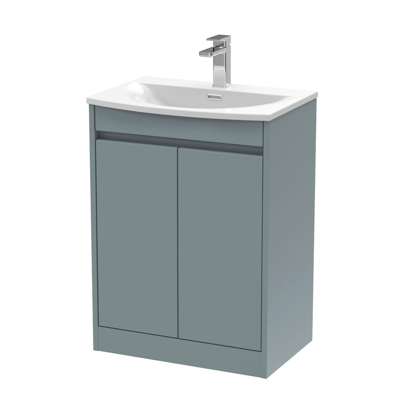 Nuie Havana Floor Standing Vanity Unit with Curved Basin - Coastal Grey 600mm