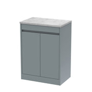 Nuie Havana Floor Standing Counter Top Vanity Unit with Bellato Grey Worktop - Coastal Grey 600mm 2 Door